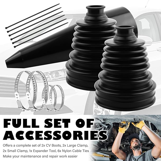 2PCS CV Boot Repair Kit with Expander Tool and Clamps,Silicone CV Axle Boot Repair Kit for 2.41" 2.81" 3.43" Calibers, Tie Rod Boots for Joint Dustproof and Waterproof