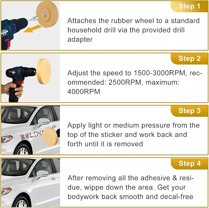 2 Pack Eraser Wheel Decal Remover Eraser Wheel Adhesive Remover with Adapter 4 Inch Rubber Eraser Wheel for Drill Removes Car Decal Vinyl Tape Graphics Pinstripe Sticker Remover
