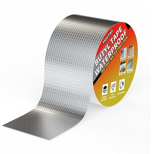 Butyl Tape Waterproof Tape, Professional Aluminum Butyl Rubber Tape for Pipe/Metal/RV Awning/Roof Leak/Window Seal/Boat, 5.9in Wide 16.4ft Long