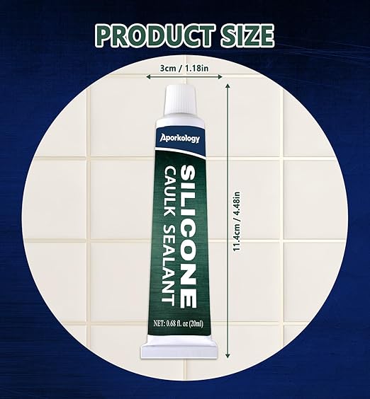 Clear Silicone Caulk Waterproof Silicone Sealant Stronger Adhesion Clear Caulk for Kitchen and Bathroom,Door, Window 0.68 fl.oz(20ml)*2