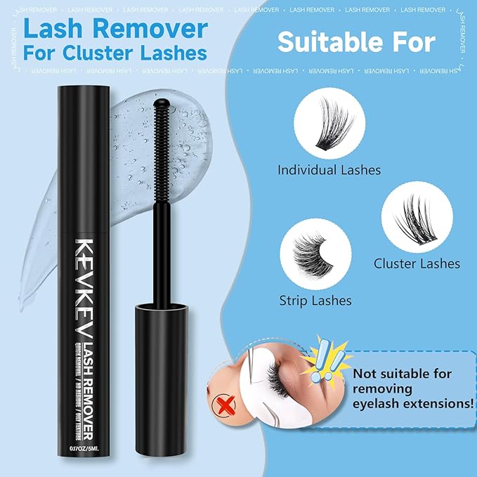 KEVKEV Lash Remover For Lash Extensions 5ml Lash Cluster Remover Oil Texture Lash Remover Gentle Quick Removal,No Residue,Clear Lash Glue Remover DIY Lash Extension Remover at Home