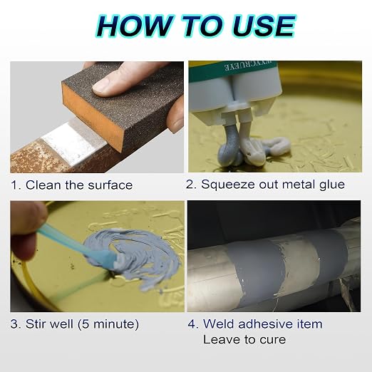 Super Glue for Metal, Welding high Strength Oily Glue - Exhaust Pipe, car, Yacht Repair kit，Two Part Metal Adhesive, Heavy Duty Waterproof epoxy Glue for Metals, Plastic, Ceramics, Fiberglass, PVC