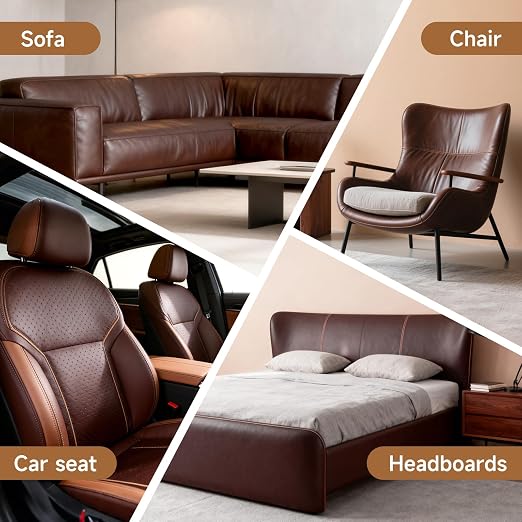 Self Adhesive Leather Repair Patch Tape Kit, Perforated Leather Repair for Furniture Couch Sofa Car Seats Office Chair, Vinyl Repair Kit (Dark Brown, 15.7x59 inch)