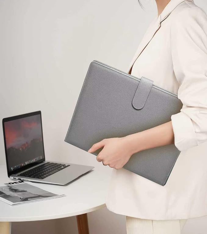 Zreal Padfolio Portfolio Binder with Clipboard & Card Holder, Faux Leather File Folder, Folio Resume Paper Organizer for A4 Letter Size Document, Legal Pad Holder for Women Man (Grey)