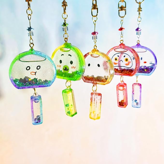 FUNSHOWCASE Wind Chimes Resin Shaker Molds Set Keychain Charms Pack of 68 Epoxy Silicone Trays Precision Tip Applicator Bottle Kit Bundle