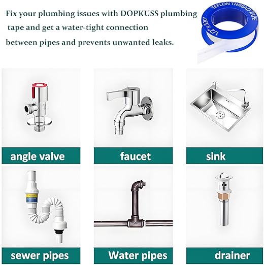 2 Rolls 1/2 Inch(W) X 520 Inches(L) Teflon Plumbers Tape 5.5 Mil Pipe Sealing & Plumbing Thread Tape,PTFE Water Sealant Seal for Shower Head,White