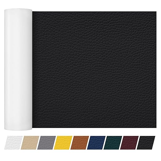 Leather Repair Patch Tape 16×55 inch Furniture Leather Strong Self Adhesive Tape for Sofas Couch Car Seats Cabinets Bags Anti Scratch Patches First Aid Patch Fixing Leather Black