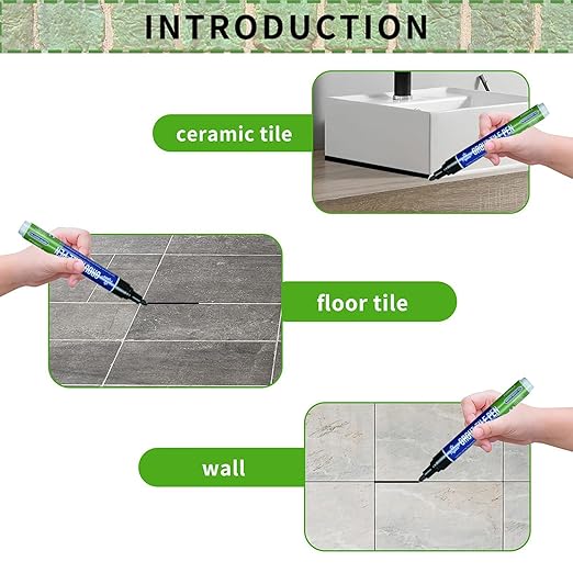 5 PCS Tile Grout Pen Home Repair Pen Tile Paint Markers for Tiles Floor Wall Bathroom Kitchen Repair Tools (Beige)