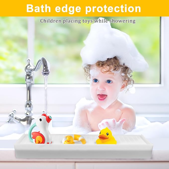 Silicone Sink Edge Protectors - Multifunction Accessories, Splash Guard & Draining Mat for Kitchen, Bathroom Sink, Steel, Granite, Quartz Countertops (Transparent, 4 * 14in)