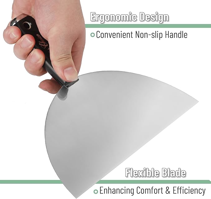 Bates- Putty Knife, 10 Inch, Plastic Handle, Carbon Steel, Flexible, Metal Scraper, Drywall Spackle Knife, Metal Paint Scraper Tool, Putty Knife Scraper, Wall Scraper, Drywall Knife, Spackle Tool