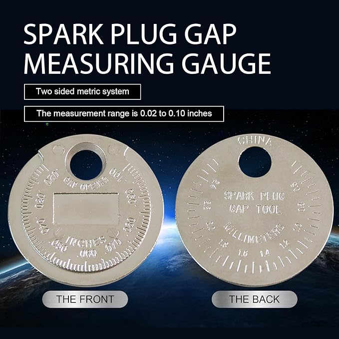 1 PC Spark Plug Gapping Tool, Spark Plug Gapper, 0.020 to 0.100 Inch Coin Spark Plug Gap Gauge Auto Repair Tool, Universal for Most Cars, Trucks, SUVs, Motorcycles (Silver)
