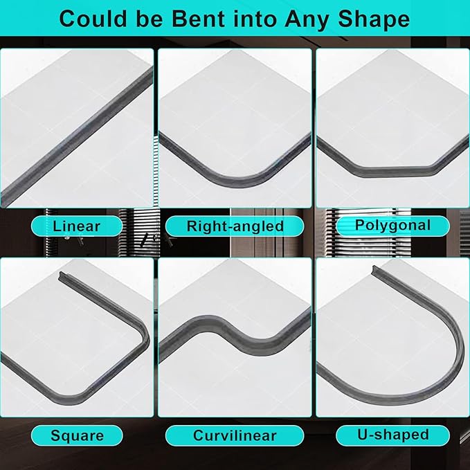 3ft/5ft/6ft/8ft/10ft Collapsible Shower Threshold Water Dam Water Barrier for Shower and Water Stopper Keeps Water Inside Water Threshold for Wet and Dry Separation (10ft, Gray)