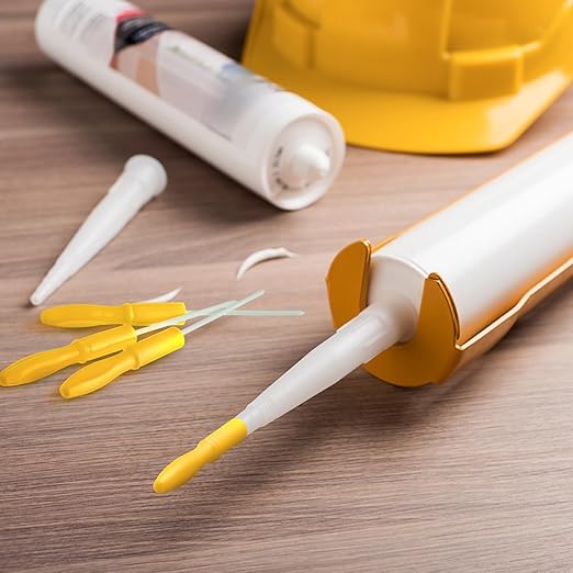 Gisafai 5 Pcs Caulk Tube Caps Reusable Caulk Saver Tube Sealer Caps Finishing Tool for Sealing and Preserving Open Universal Prevent Drying (Yellow)