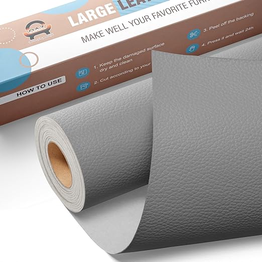Leather Repair Kit for Furniture 16"x 63" Leather Tape Repair Patch Self Adhesive Sofa Vinyl Repair Patch Kit for Car Seat,Couch,Boat Seat,Chair - Dark Gray
