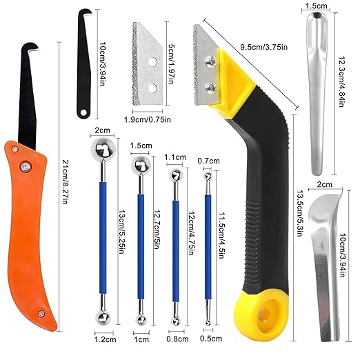 14pcs Grout Removal Tool, Caulking Removal Tools Tile Grout Saw and Grout Hand Saw with 3 Pieces Extra Blades, Tile Joint Cleaning Tool, Caulking Edge Kit, Tile Caulk Finishing Tool