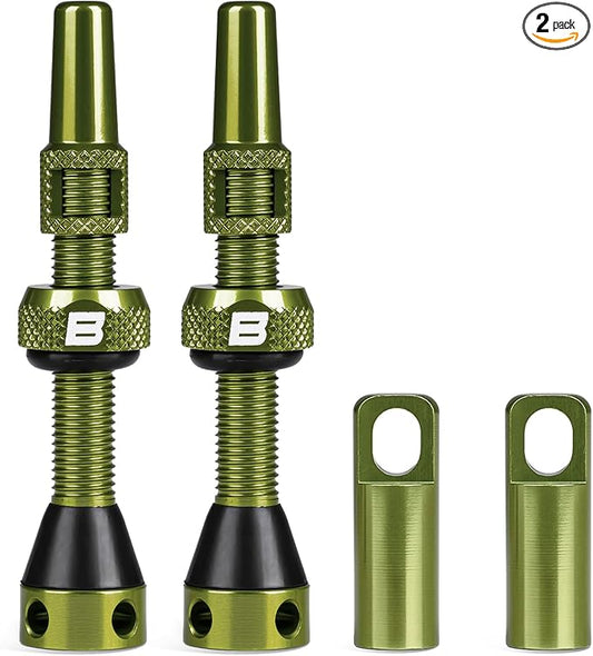 BWSHLF Tubeless Presta Valve Stem 40/44/55/60/65/80/100 mm, Super Light Alloy Presta Valve Stem Kit with Valve Core Remover Tool and Valve Stem Caps - Multiple Color and Size Options(Pair)