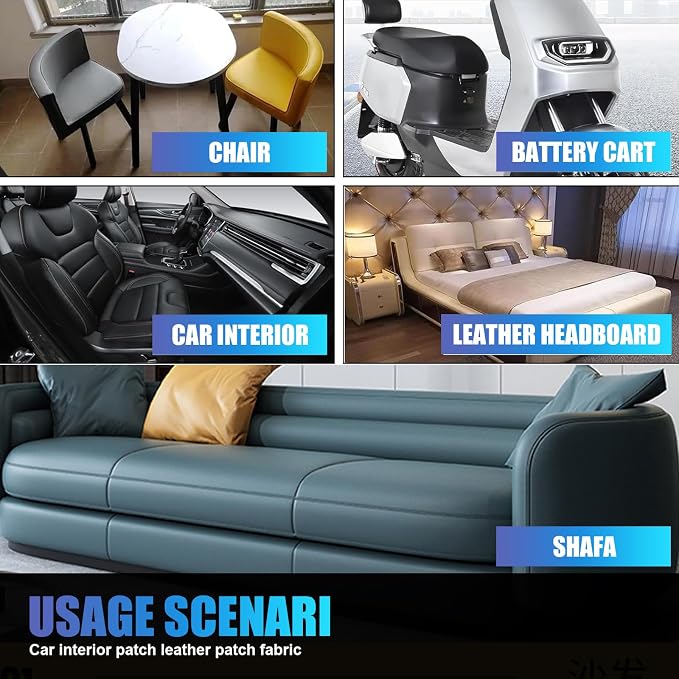 Leather Repair Patch, Car Leather Seat Repair Sticker, Leather Repair Tape, Self Adhesive Waterproof Patch Kit for Car Seat,Couch,Boat Seat,Chair