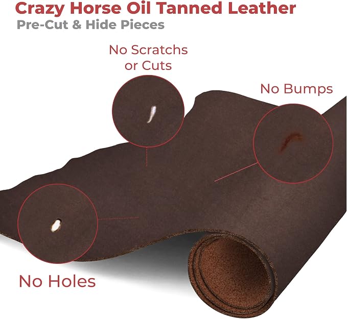 ELW Crazy Horse Leather 5-6 OZ (2-2.4mm) | Mahogany - Antique Brown | Pre-Cut 18-20 SQ FT | Full Grain Cowhide Handmade Leather for DIY, Crafts, Sheaths, Sewing, Workshop