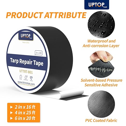 UPTOP Duct Tape 6Inch×20FT Ideal for Camping, RV, Marine Home Repair,Bonds to Metal, Plastic, Wood, Canvas, Vinyl, Nylon, Leather
