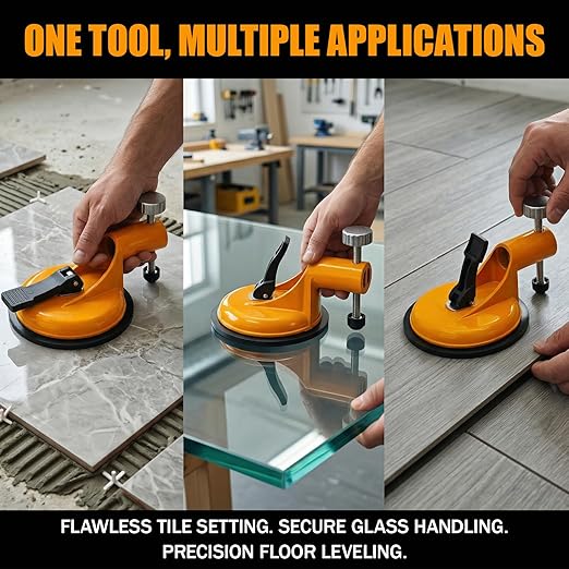 2026 Floor Gap Fixer Tool, Professional Adjustable Height Setter with Heavy-Duty Rubber Suction Cup & 2 PCS Sticky Pads, Tile Leveling System for Installation, Repair & Precise Seam Alignment (Red)