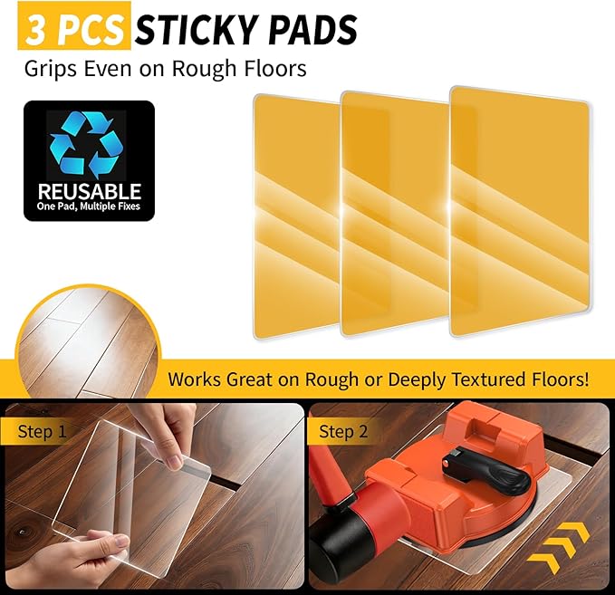 Floor Gap Fixer Tool, Large 4.7IN Laminate Flooring Tools, 3 PCS Sticky Pads for Laminate, Wood, Over 110 Pounds Load Capacity, Vinyl Floor Gap Repair Tool - Durable, Compact, Model 2D