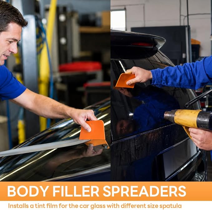 15 PCS Body Filler Spreaders, 4, 5, 6 Inch Multi-Purpose Automotive Body Paint Repair Scraper, 3 Sizes Reusable Hard Plastic Spreader Tool for Applying Putties Glazes Caulks