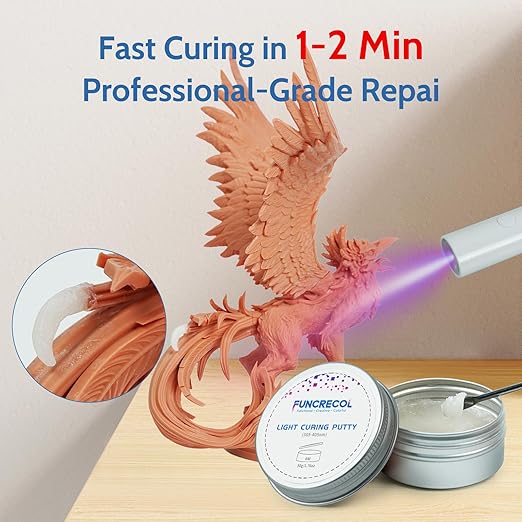 UV Light Curing Putty for Model Kit Repairs & Detailing, Fast Repair Filler for Nicks,Scratches,Cracks on Resin,Quartz,Ceramic,Wood,Plastic,Stone,and Other Countertop Surfaces,50g