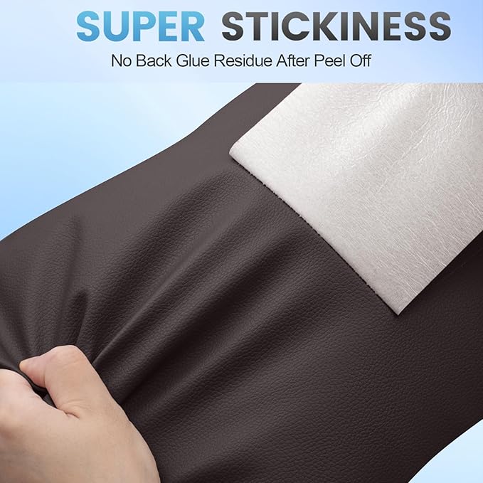 Leather Repair Patch Tape Kit, 4" x 63" Self Adhesive Leather Repair Patch for Furniture, Vinyl Leather Repair Kit for Car Seat, Chairs, Couch, Sofa, Boat Dark Brown