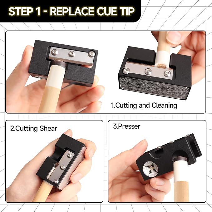 GSE Games & Sports Expert Billiard Pool Cue Tip Tool, Stick Scuffer/Shaper/Aerator/Joint Protector Tool, Billiard Accessories