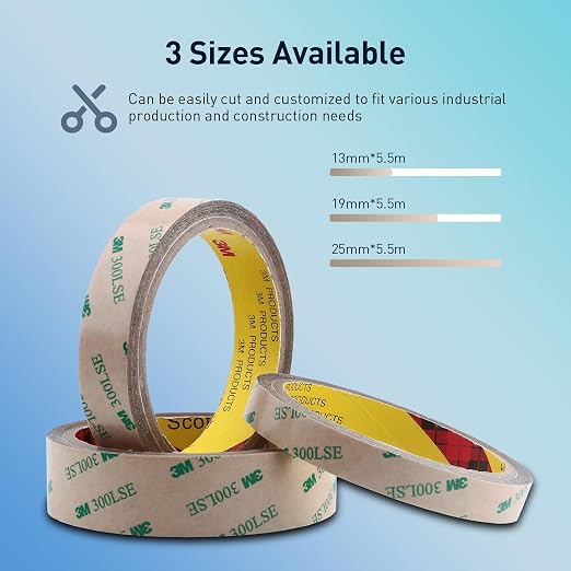 Double Sided Tape 9495LE 1" x 18Ft Made of 3M Pack of 2 Heavy Duty Clear Adhesive Tape for Electronics Bonding Attachment Laptop Phone Repairs Arts Crafts Leather Work Card Making