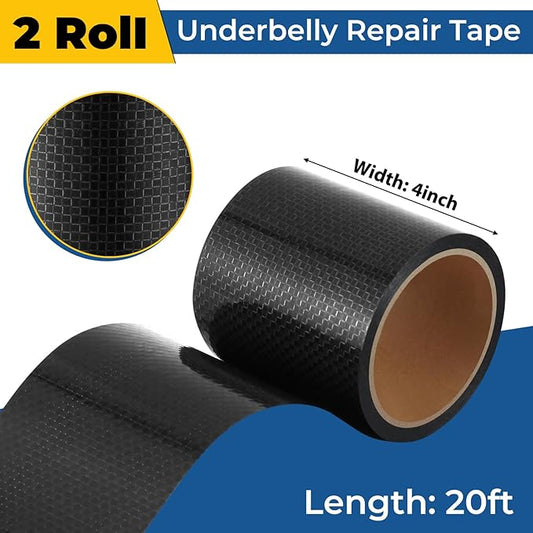 Pushglossy 2 Rolls RV Underbelly Tape 4" x 40 ft Waterproof Repair Belly Tape with Permanent Sealing Adhesive for Mobile Home, Camper Travel Trailer, RV Roof & Tear Repair Patch