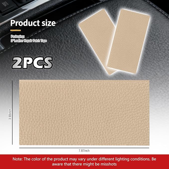 2PCS PU Leather Patch for Car Seat Repair,Self-Adhesive Leather Repair Patch Tape Vinyl Repairs Kit,Portable Car Leathers Repairs Kit (Khaki)