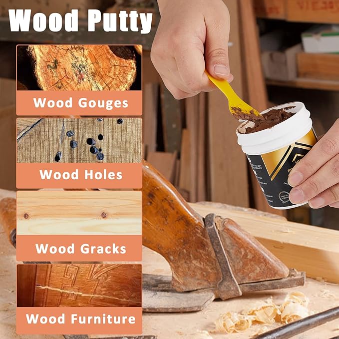 Deuvuo Walnut Wood Filler, Walnut Wood Putty Filler - Our Wood Grain Filler Offers a Quick and Lasting Fix for Any Damage or Flaw - Paintable, Stainable, Sandable & Quick Drying - 9.87 Ounce