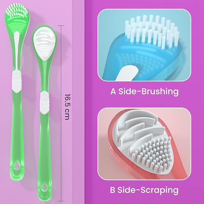 Y-Kelin Double-Side Desiged Tongue Scraper, Ultra-Soft Tongue Brush Tongue Cleaner (3 Pack)