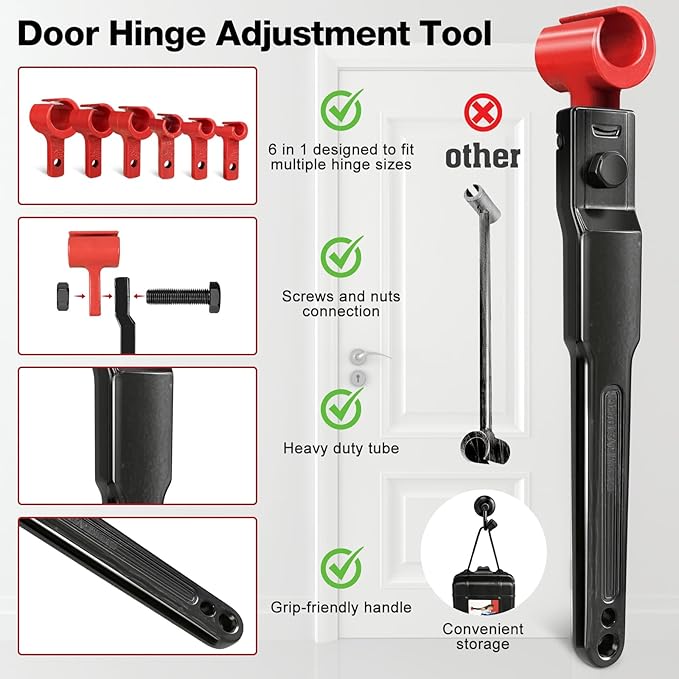 Vdsfand 6 in 1 Door Hinge Adjustment Tool Kit Door Gap Adjustment Tool for Precise Hinge Gap Adjustment Upgraded Hinge Gap Adjusting Wrench for Installation and Repair of Residential and Commercial