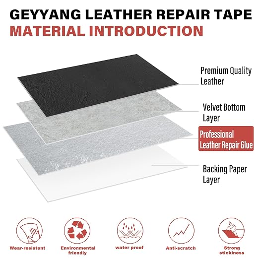 GEYYANG Leather Repair Patch, 16X79 inch Self Adhesive Leather Patches, Large Leather Repair Tape for Couches, Furniture, Car Seats, Cabinets, Wall, Handbags(Brown - Litchi Grain)