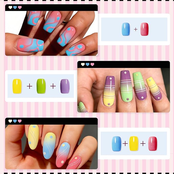 12 Color Patting Nail Gel Polish Kit, Ombre Painting Gel Palette with Brush & Silicone Patting Pen & Nail Art Stickers - UV/LED Curing for Gradient Nails, Beginner Friendly DIY Manicure Set
