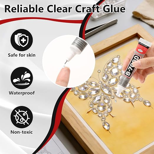 25 Tube 15ML B7000 Glue Clear with Precision Tip, Bulk B-7000 Craft Glue Rhinestone Bedazzling Glue Super Adhesive for DIY Jewelry Making Nail Art Fabric Shoes Phone Repair
