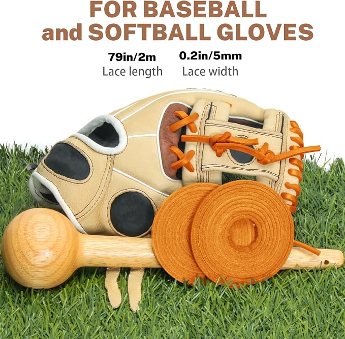 Softball Baseball Glove Lace, Mitt Lace Repair Kit Includes 2 Leather Laces and Lacing Needle for Catcher's Glove