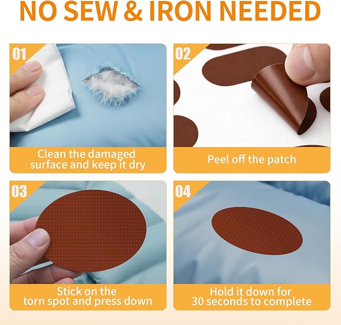 Waterproof Self-Adhesive Fabric Repair Tape - Tent Repair Kit,51pcs Nylon Fabric Patches for Tent, Jacket, Clothes, Puffer Down Jacket,Sleeping Bag, Outdoor Gear Tenacious Repairs Tape, Light Coffee