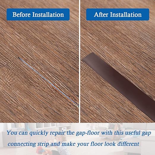 Floor Transition Strip Self Adhesive Floor Cover Strips Laminate 1.57" Wide Vinyl Flat Divider Transitions (4cm, 10Ft, Brown)