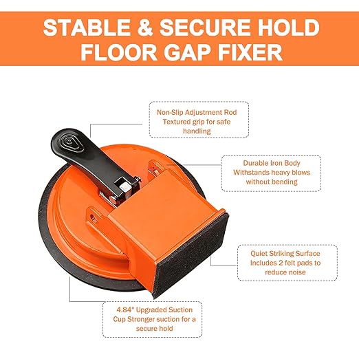 Floor Gap Fixer Tool Kit - Laminate Flooring Tools with Enhanced Suction Cup, Heavy Duty Repair Tool with 1 Sticky Pad, Carbon Steel Vacuum Suction Cup for Laminate, Vinyl, Wood & Tile Flooring