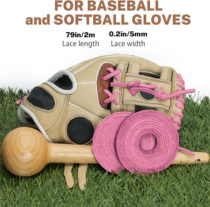 Softball Baseball Glove Lace, Mitt Lace Repair Kit Includes 2 Leather Laces and Lacing Needle for Catcher's Glove
