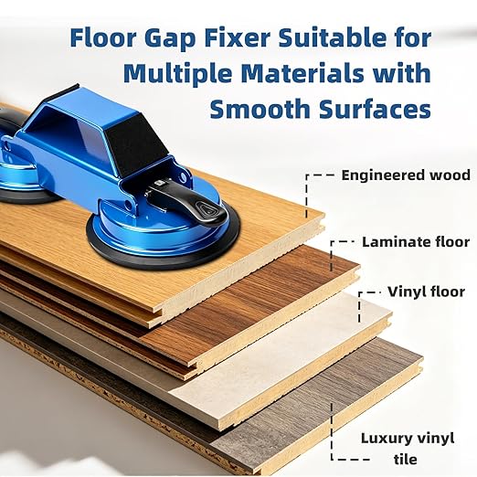 Floor Gap Fixer Tool Enhanced Suction Cup 45°Striking Surface Floor Laminate Flooring Tools with Suction Cup and Mallets and 6pcs Sticky Pads Slot Cutter for Vinyl Flooring Repair Tool (Blue)