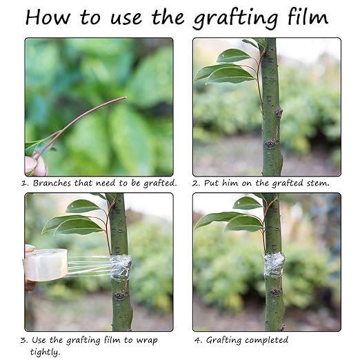 Grafting Tape Grafting Film for Plants, 2 Pack Stretchable Garden Grafting Tape Plants Repair Budding Tapes for Floral Fruit Tree and Poly Budding Tape
