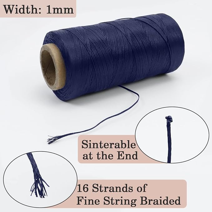 JeogYong 1mm Waxed Thread, 284 Yards 150D Flat Leather Sewing Thread, Hand Sewing Waxed Cord for Leather Craft, Bookbinding, Shoes Repairing (Coffee)