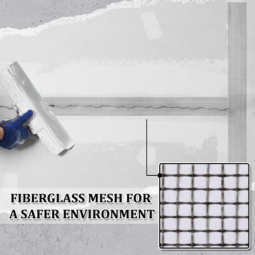 500 ft x 2 Inch Cement Board Joint Tape Self Adhesive Durable Gray Fiberglass Mesh Drywall Mesh Repair Tape for Cement Board Joints Repairing, Sealing and Strengthening