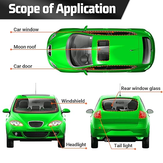 Butyl Sealant Tape 2PCS Butyl Rubber Tape for Installing Car Part, Windows, Doors and Windshield, Black, Waterproof