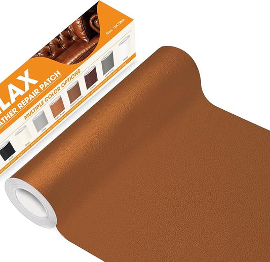 WALLAX Leather Repair Patch, 4 x 79 Inches Self Adhesive Leather Repair Tape for Furniture, Couch, Sofa, Car Seats, Office Chair, Car Interior, Upholstery, Vinyl Repair Kit (Light Brown)