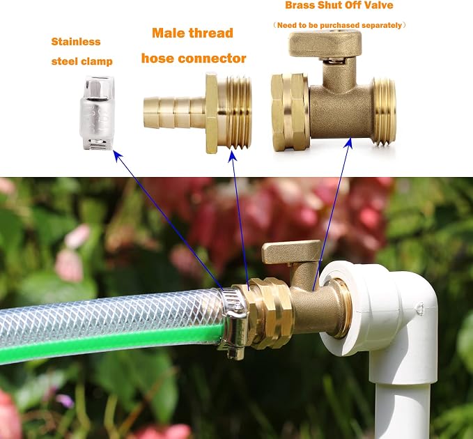 Garden Solid brass Hose Repair Connector with Clamps,Fit for Garden Hose Fitting,Male and Female Hose Fittings 10 Set (1/2"-10 Set)